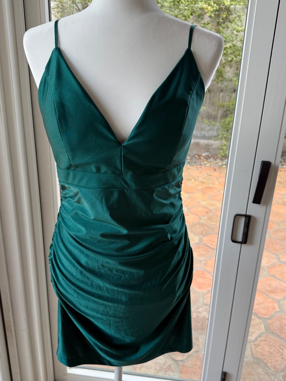 Windsor Teal Slip Dress with Side Ruching